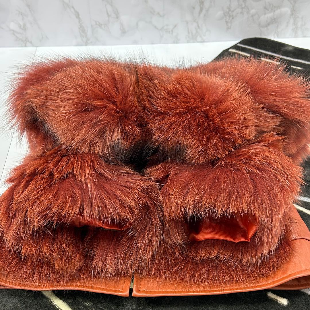 高級 染め FOX コート クロップド レディース レッド フォックス