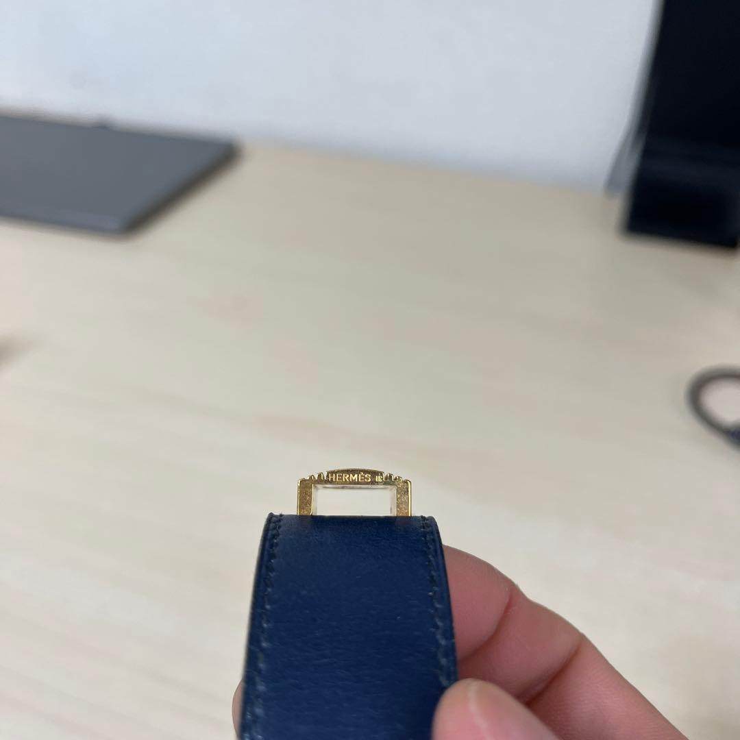 HERMES ネイビー レザー バングル