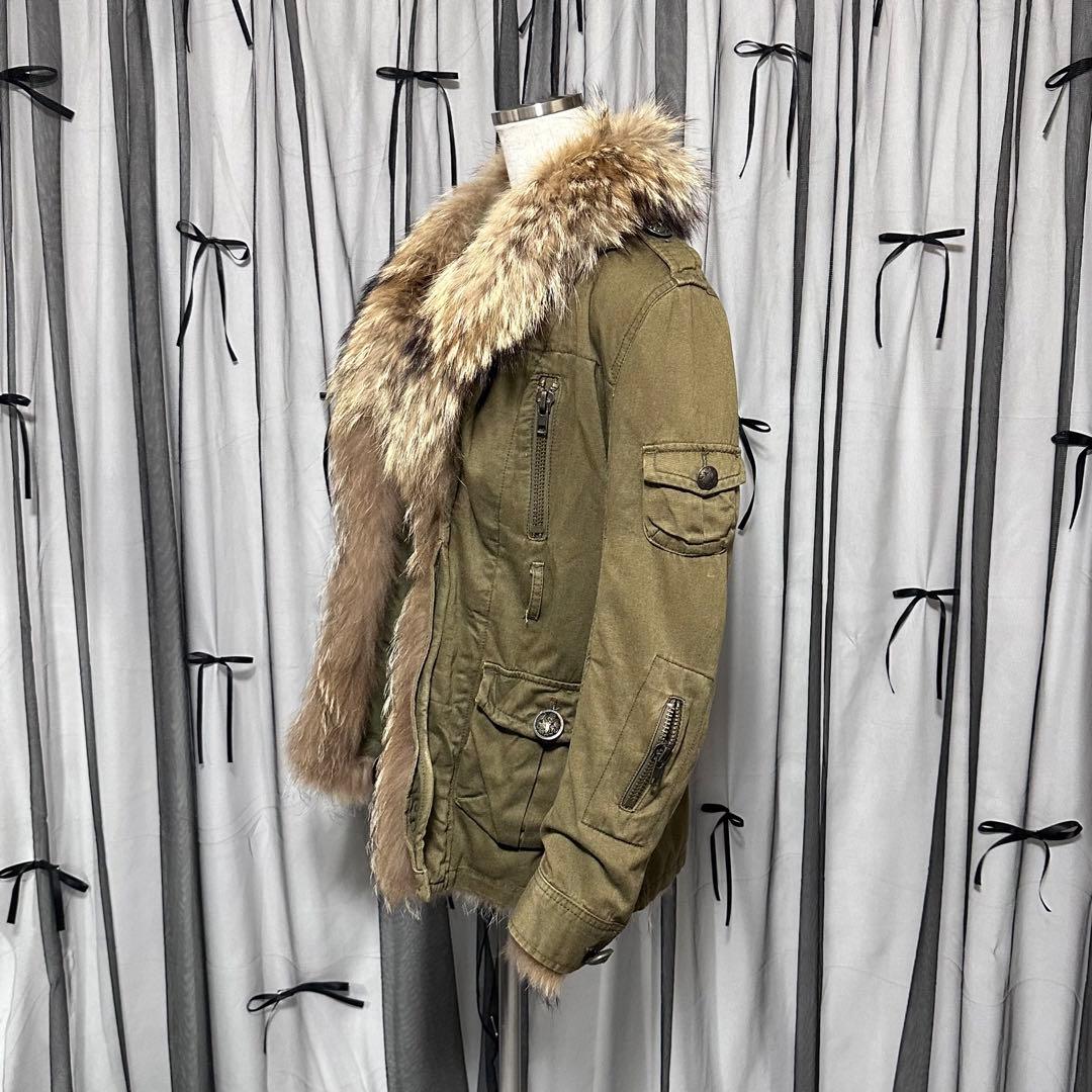 平成ギャルy2k　ファー付きミニタリーモッズコート　アウター　フェアリーグランジ