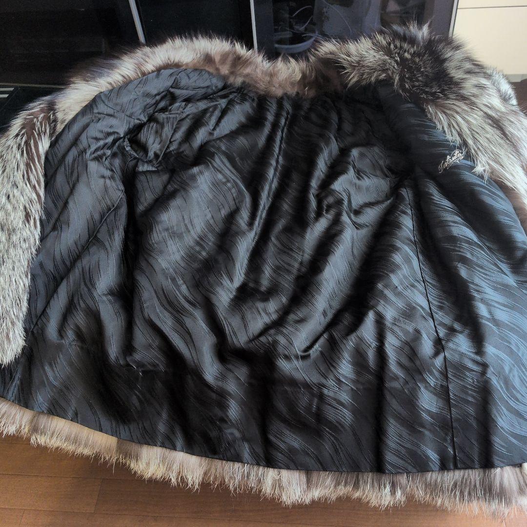 ロング丈ハーフコート シルバー リアルファー