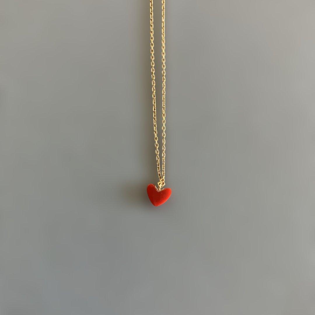AHKAH アーカー　ハート　ペンダント ネックレス　赤