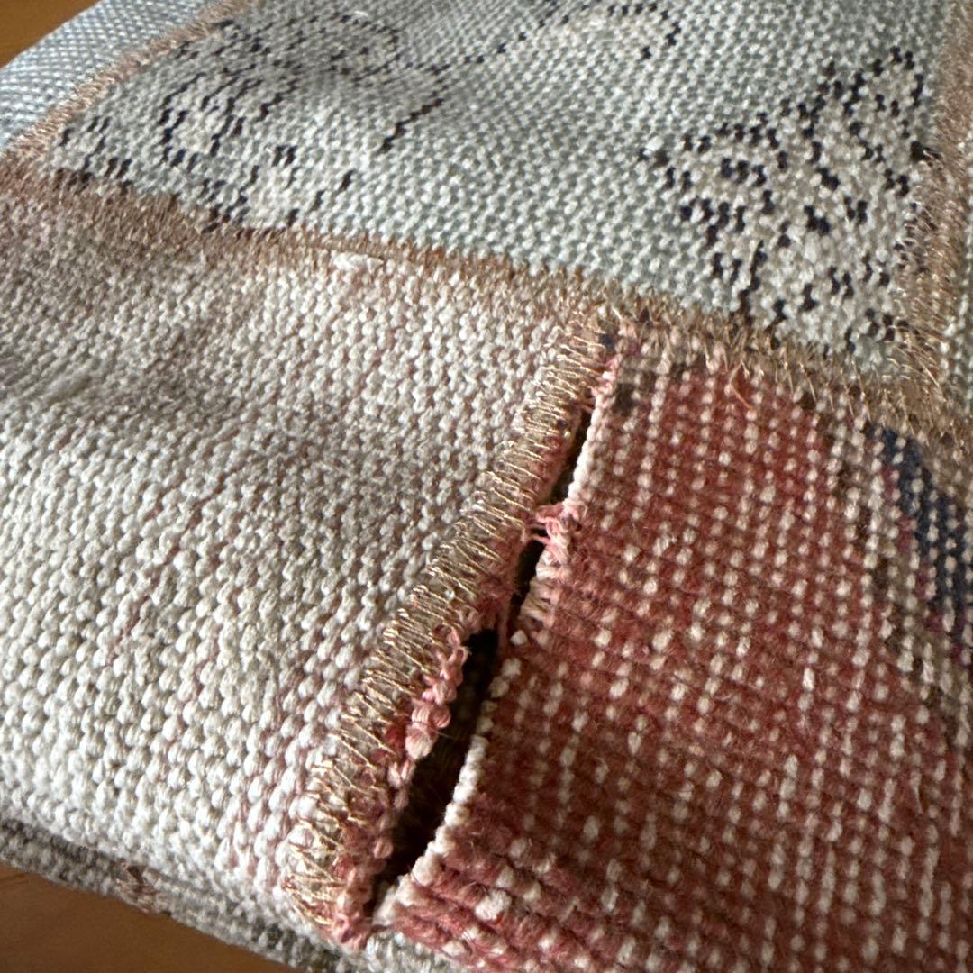 56×122 ブラウンステッチ　パッチワークラグ　トルコヴィンテージラグ