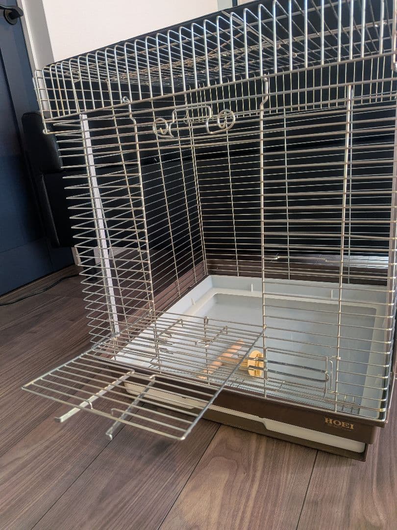 おやすみカバー付き　HOEI 中型鳥かご 引き出し式トレー付き　オカメインコ