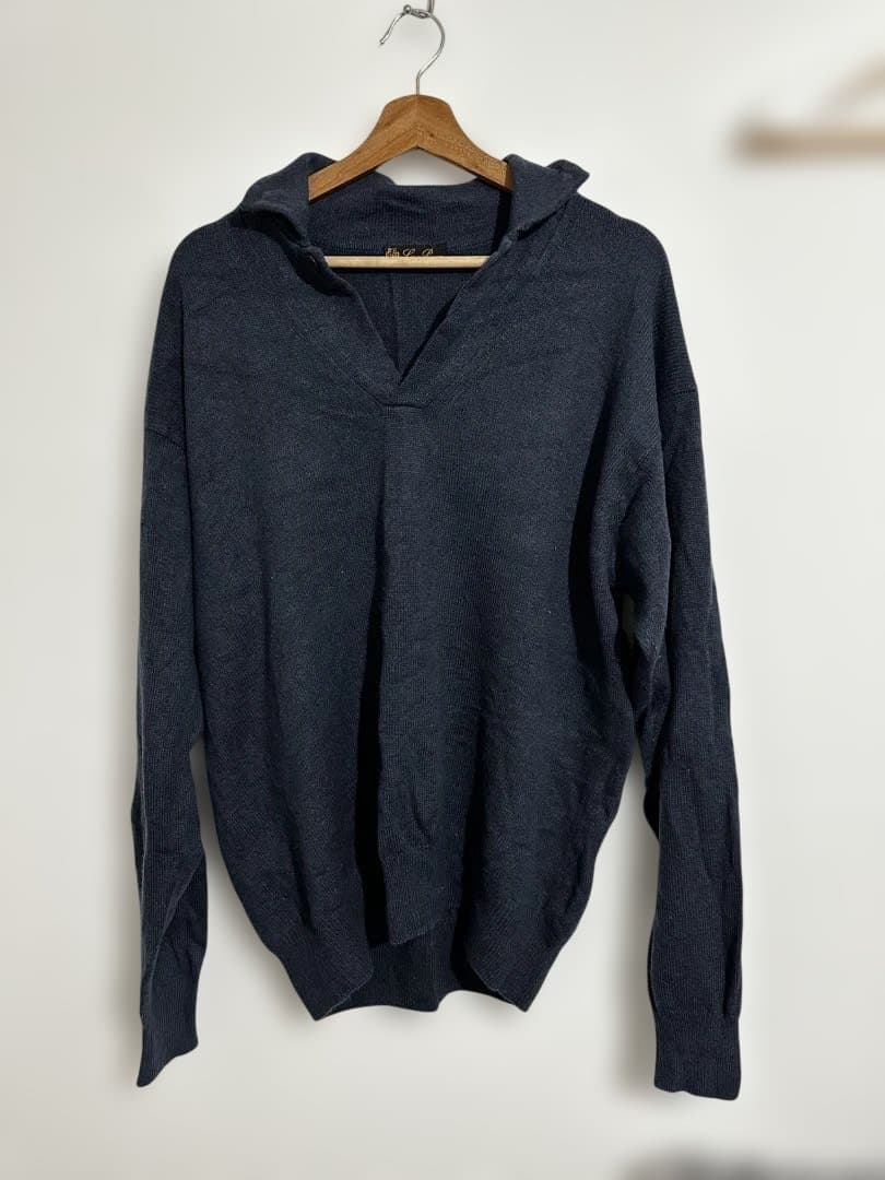 ロロピアーナ　LoroPiana カシミヤニット　襟付き　ネイビー　サイズ52