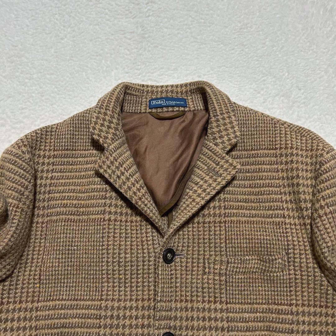 古着 ポロ バイ ラルフローレン ツイード テーラードジャケット 茶系 40