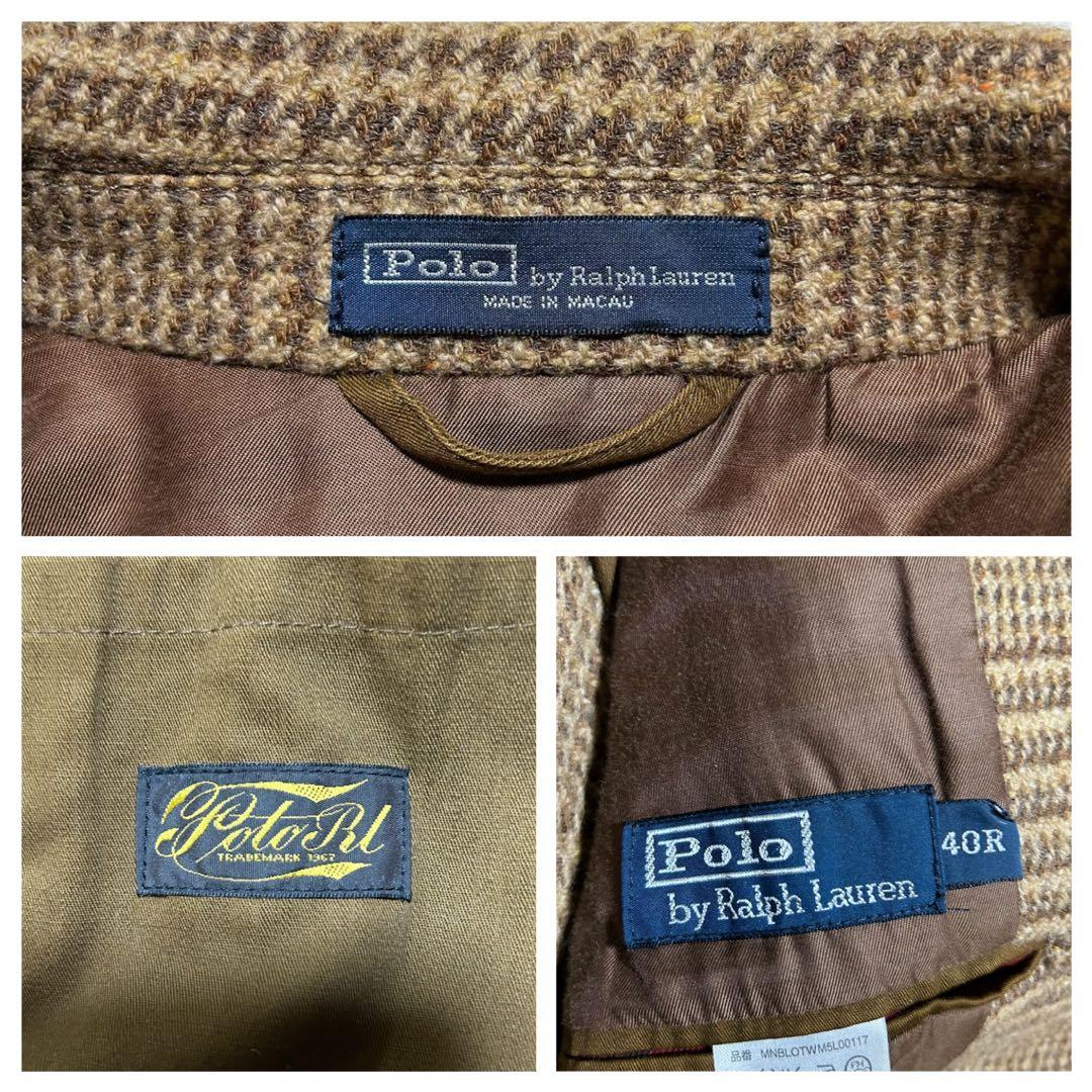 古着 ポロ バイ ラルフローレン ツイード テーラードジャケット 茶系 40