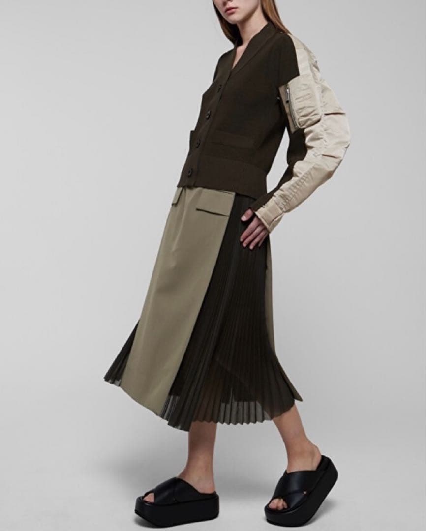 サカイ　ナイロンツイルミックスニットカーディガン