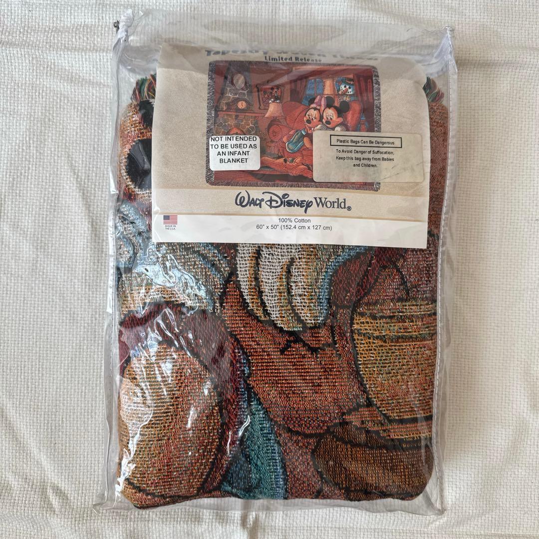 【希少】ディズニー　ビンテージ　ミッキー　ミニー　ブランケット　マルチカバー