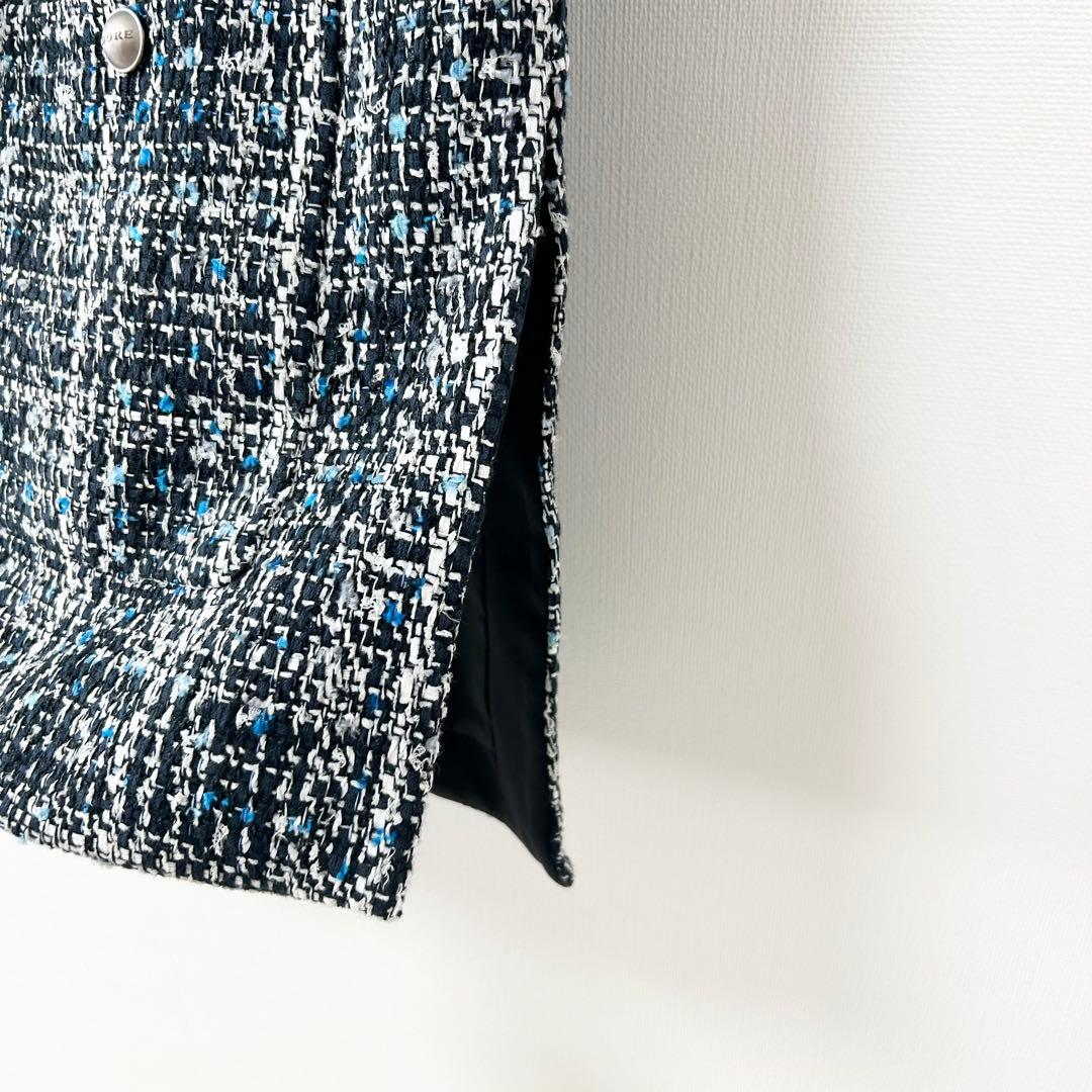 美品✨ADORE ファンシーツイードベスト ジレ フリンジ　ブルー　38