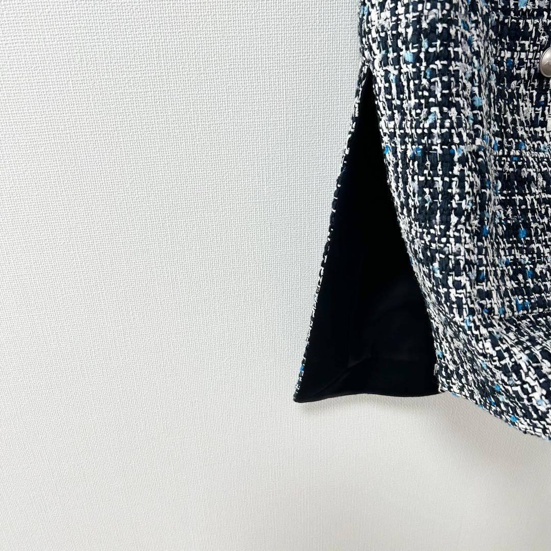 美品✨ADORE ファンシーツイードベスト ジレ フリンジ　ブルー　38