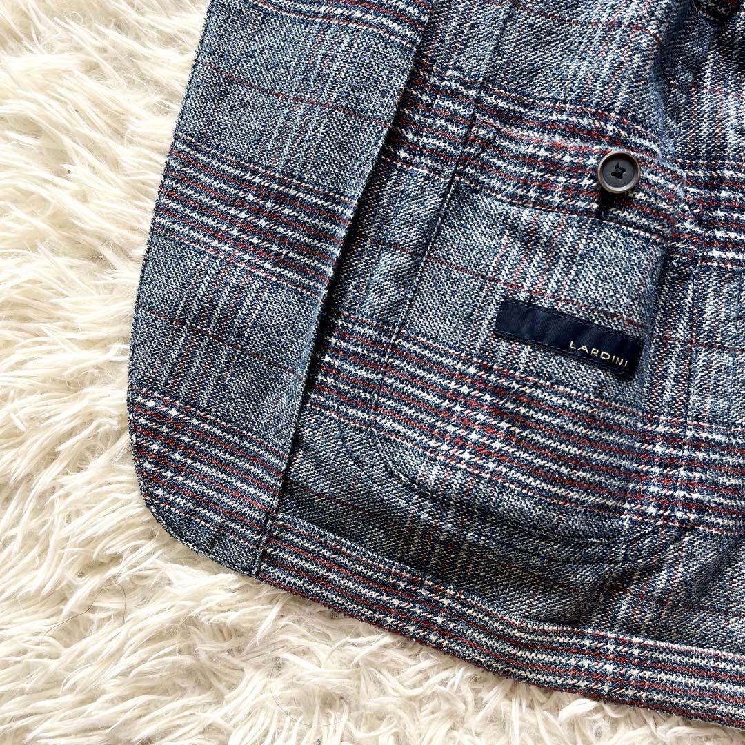 <美品>LARDINI ブルー コットンリネン ジャケット サイズ44