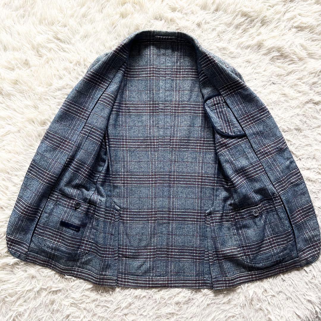 <美品>LARDINI ブルー コットンリネン ジャケット サイズ44