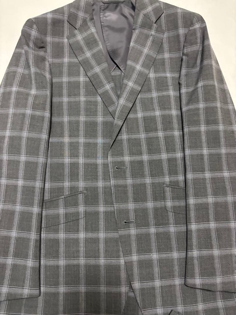 D'or Homme ドームオム　2点セット　チェック　スーツ　グレー　a8