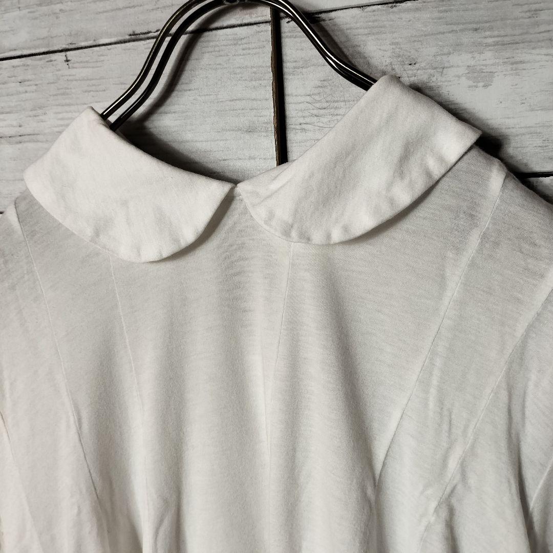 トリココムデギャルソン 半袖Tシャツ カットソー ブラウス 丸襟 白ホワイト