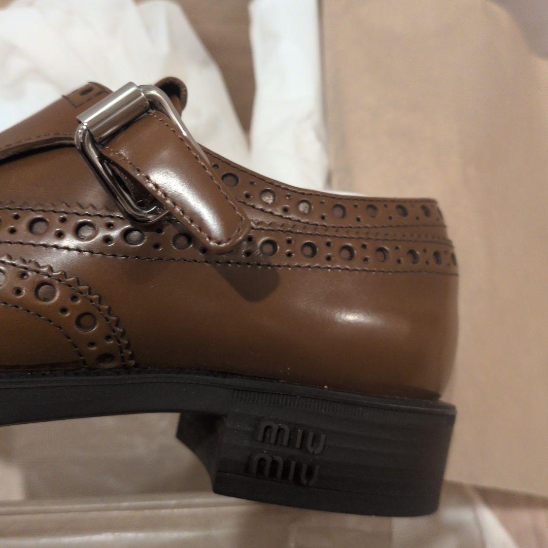 未使用ミュウミュウコラボチャーチ　ローファー　革靴　ダブルモンク ストラップ