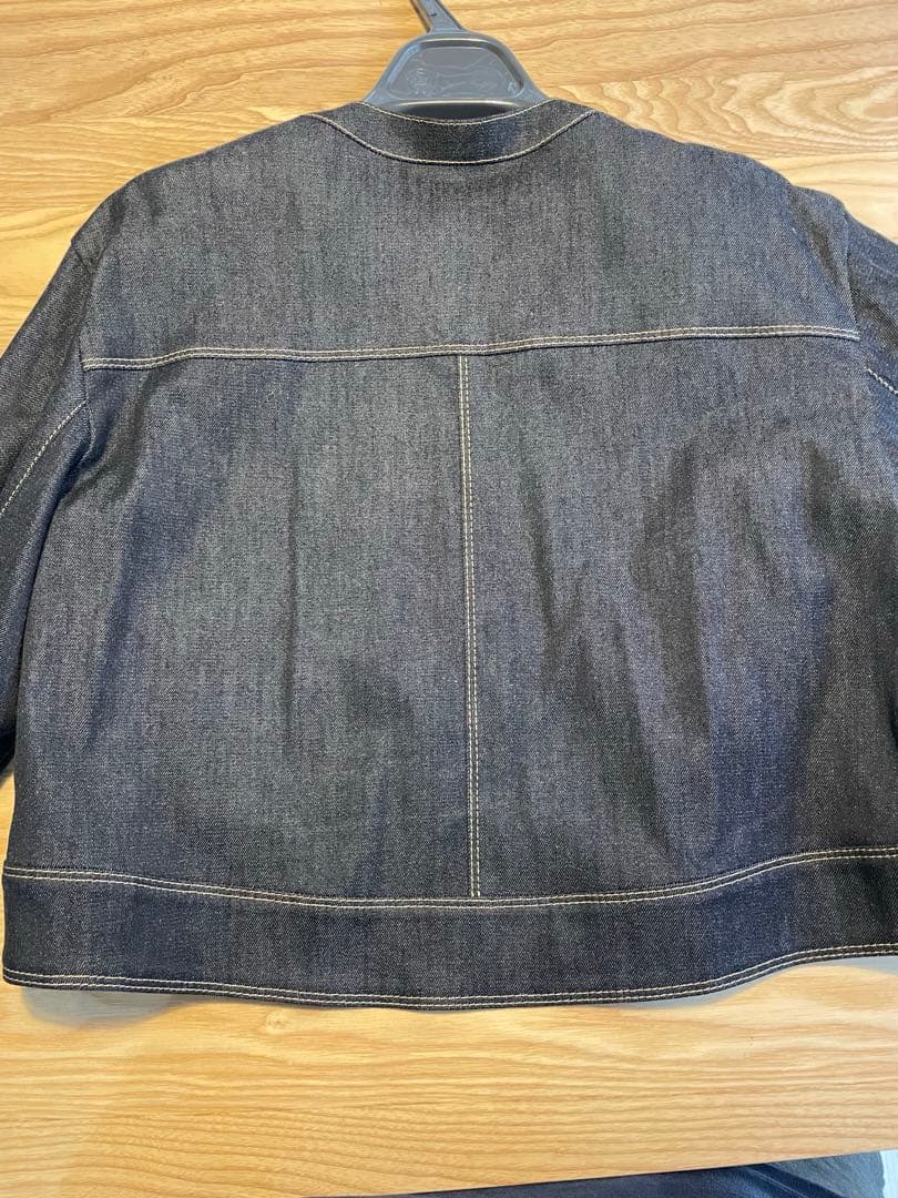 美品ANAYI ノーカラーデニム ジップアップジャケット