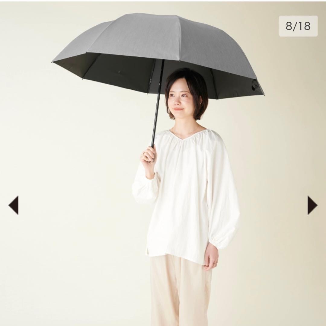 SUN BARRIER 100 折りたたみ日傘 ２段折 大判 フロスト グレー