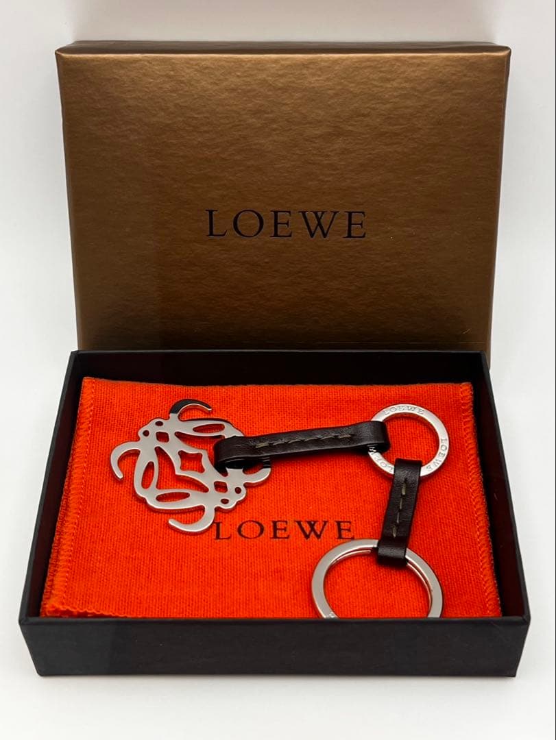 LOEWE シルバー ブラウン キーリング 2個セット