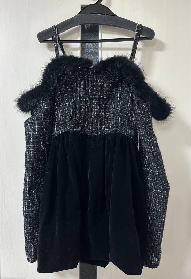 EATME ビジューストラップミニワンピース ブラック