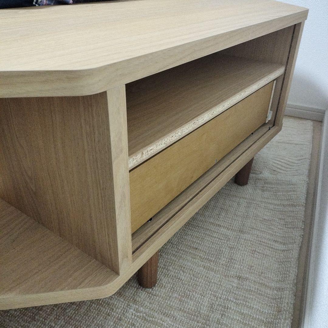 コーナー型テレビ台 引き出し付き ナチュラルウッド