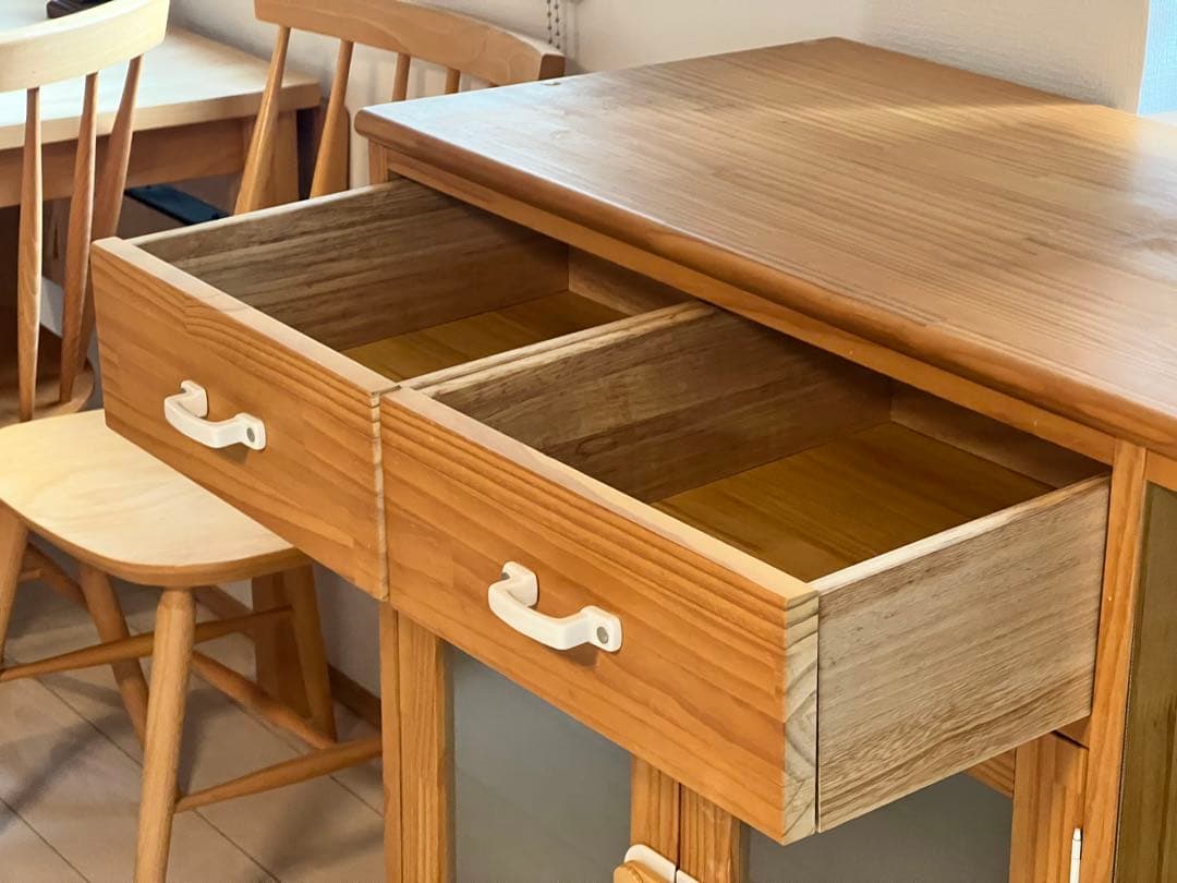 木製食器棚 引き出し付き