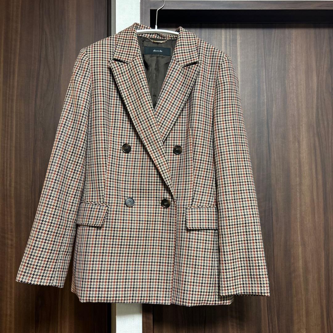 allureville チェック柄 ダブルブレストジャケット
