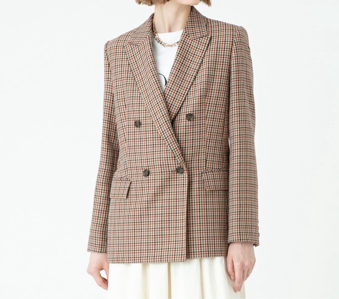 allureville チェック柄 ダブルブレストジャケット