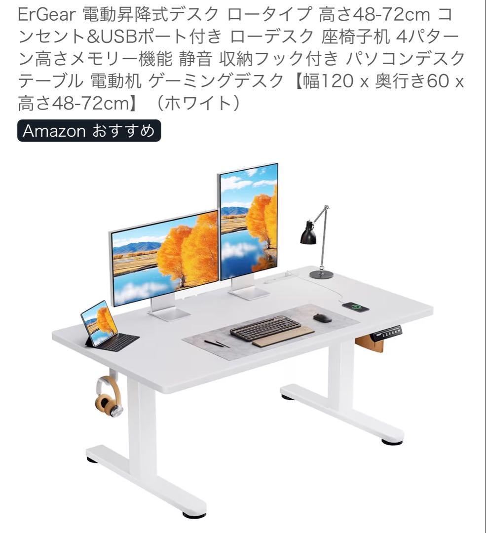 ErGear 昇降式デスク 120×60 ホワイト