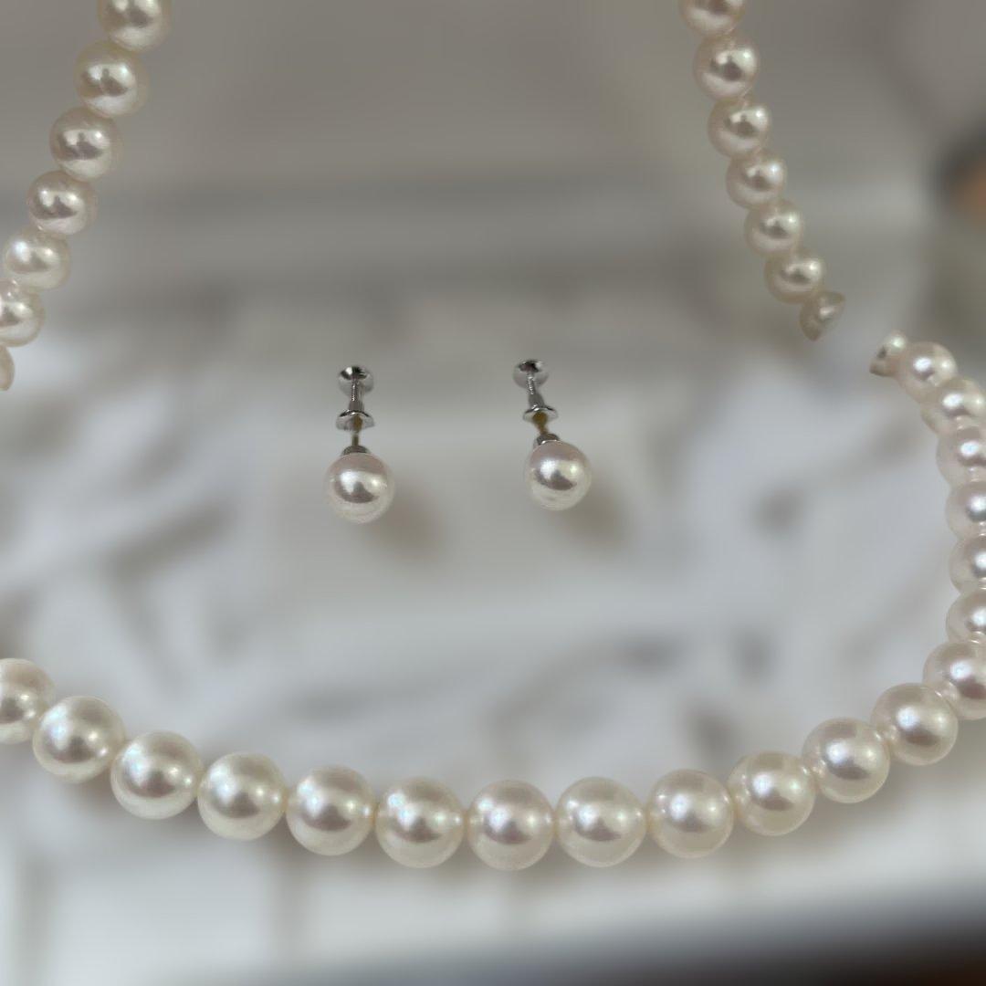 高島屋 アコヤ真珠ネックレス イヤリング付 8-8.5mm サイズ