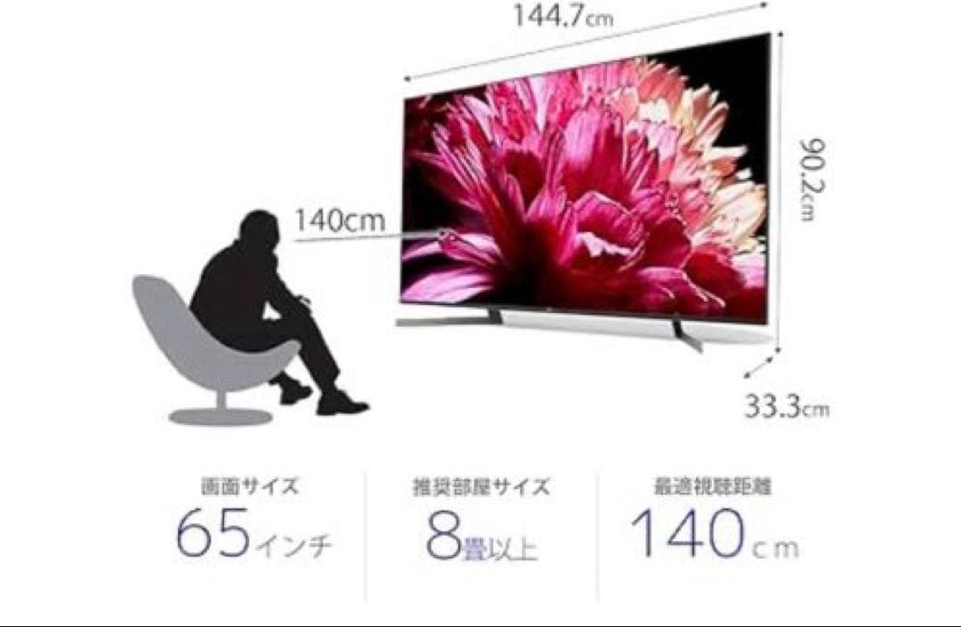 SONY 65V型 4Kテレビ KJ-65X9500G 液晶保護パネル付き
