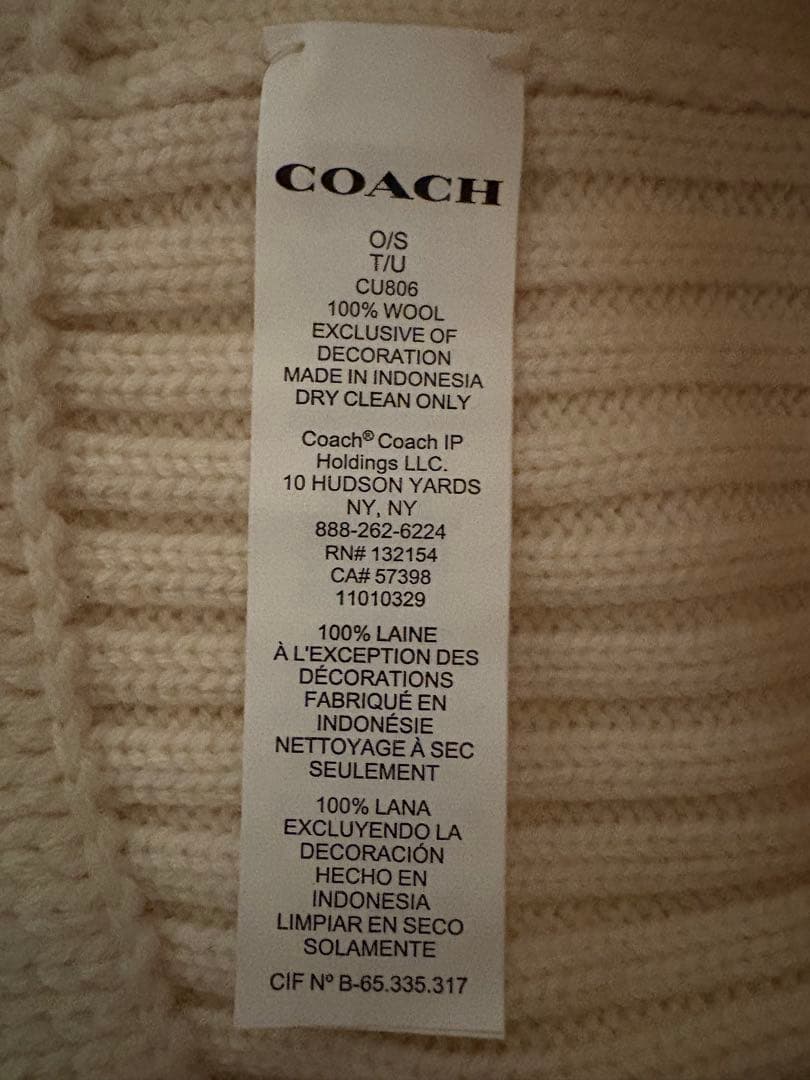 COACH 1941 ニット帽 アイボリー O/S