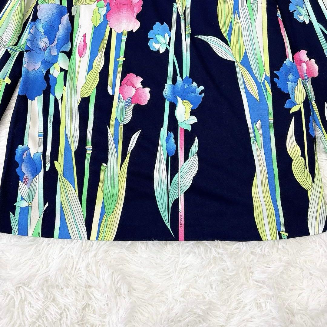 【良品】レオナール カットソー カンカン トリム 花柄 総柄 マルチカラー L