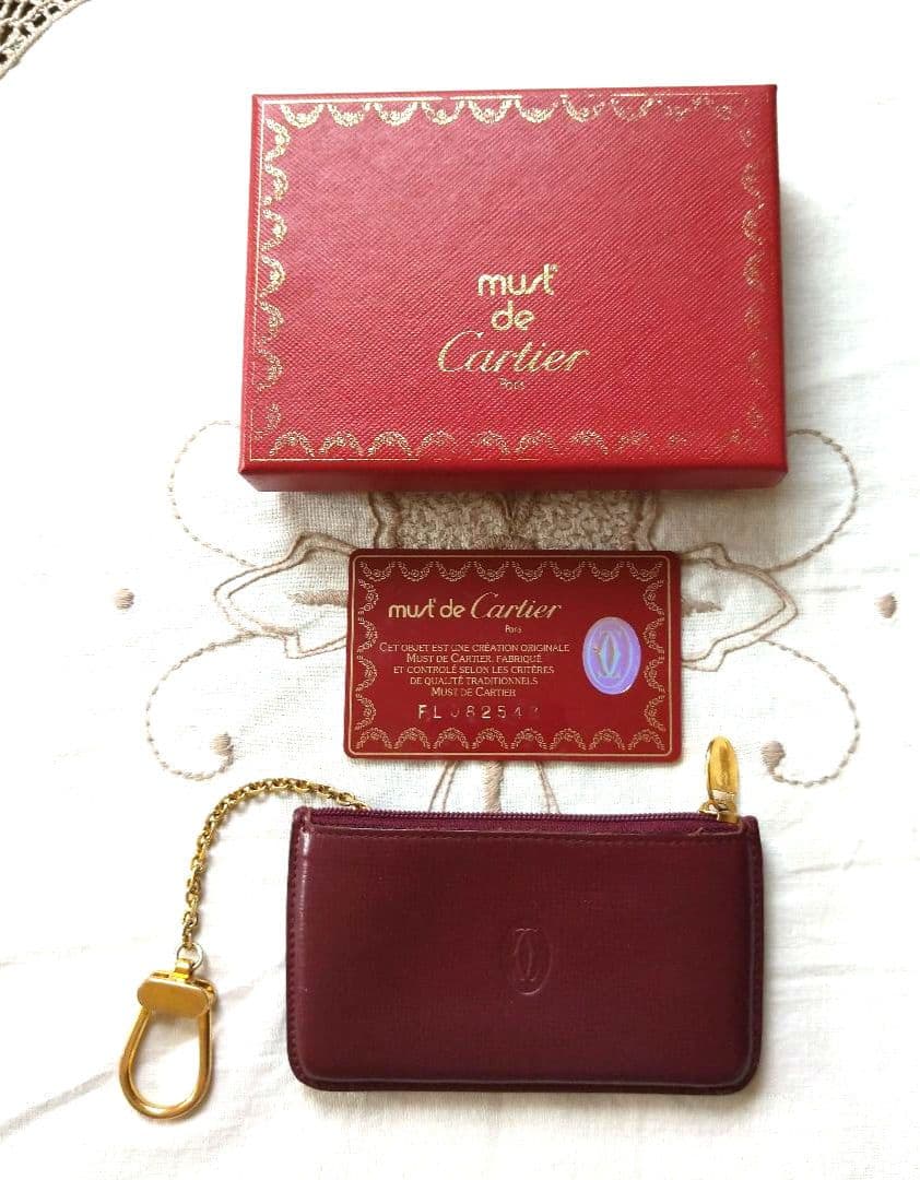Cartier カルティエ マストライン レザーケース 小銭入れ ボルドー