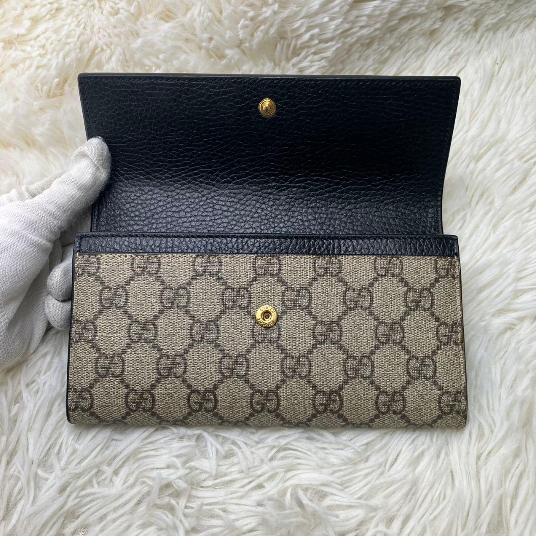 ✨GUCCI✨ 長財布　GGマーモント ツートンカラー ブラック