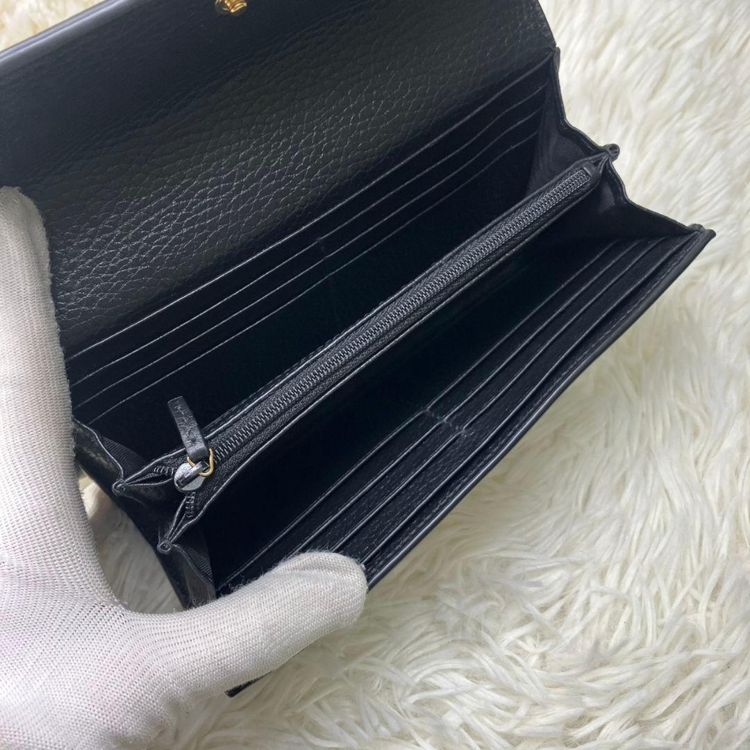 ✨GUCCI✨ 長財布　GGマーモント ツートンカラー ブラック