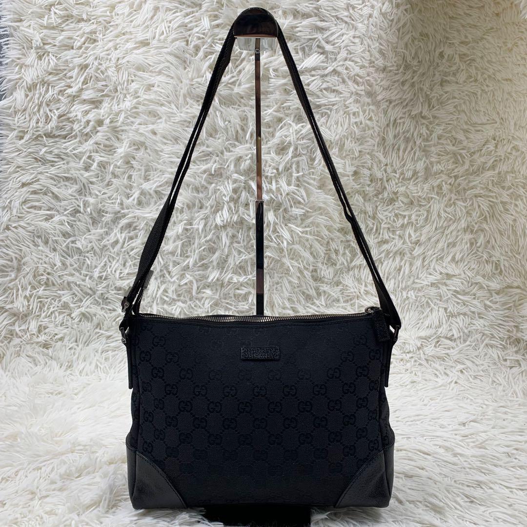 【✨極美品✨】グッチ ショルダーバッグ GGキャンバス ブラック