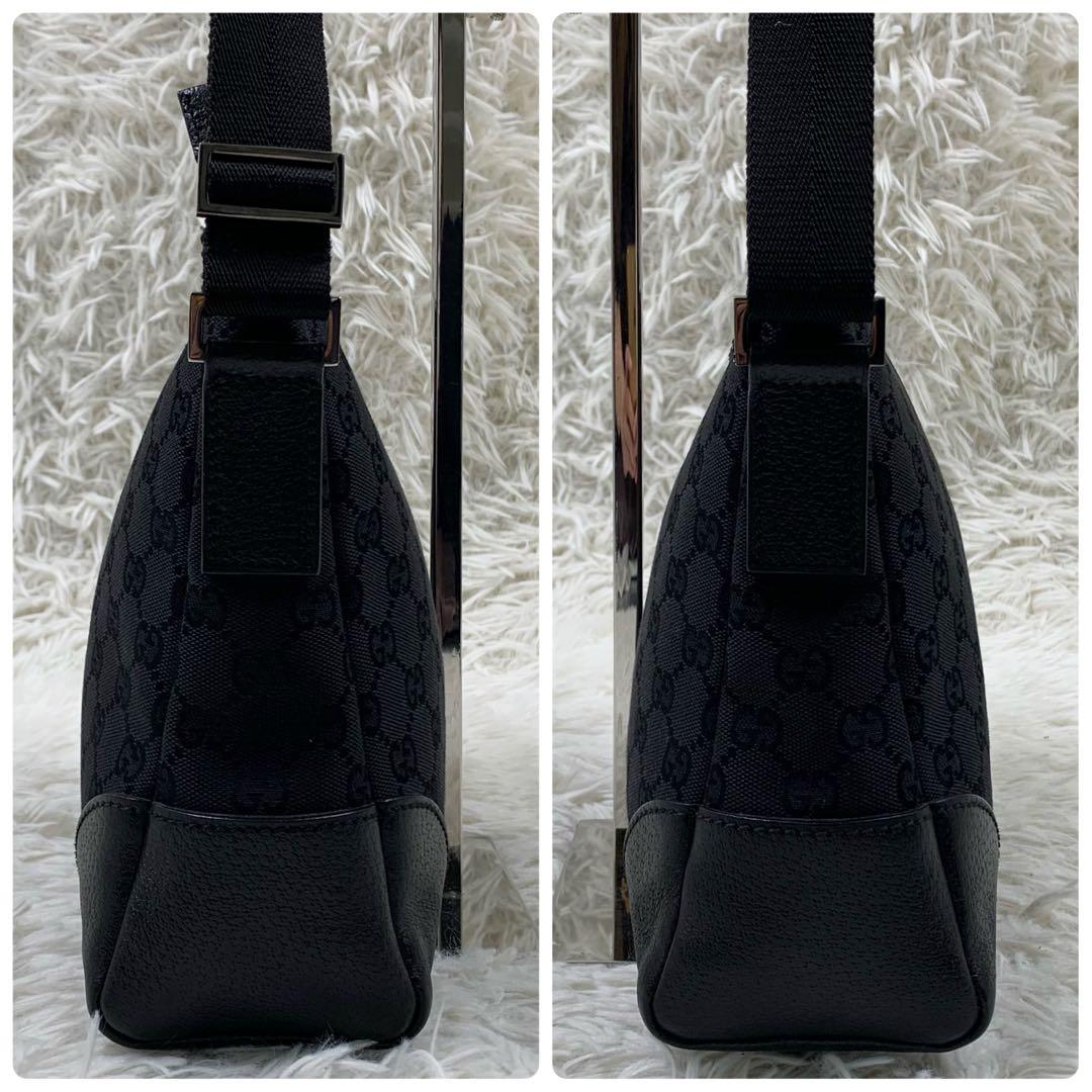 【✨極美品✨】グッチ ショルダーバッグ GGキャンバス ブラック