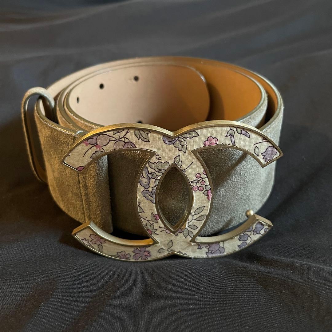 美品 CHANEL シャネル 09P スエードベルト ココマーク 85/34