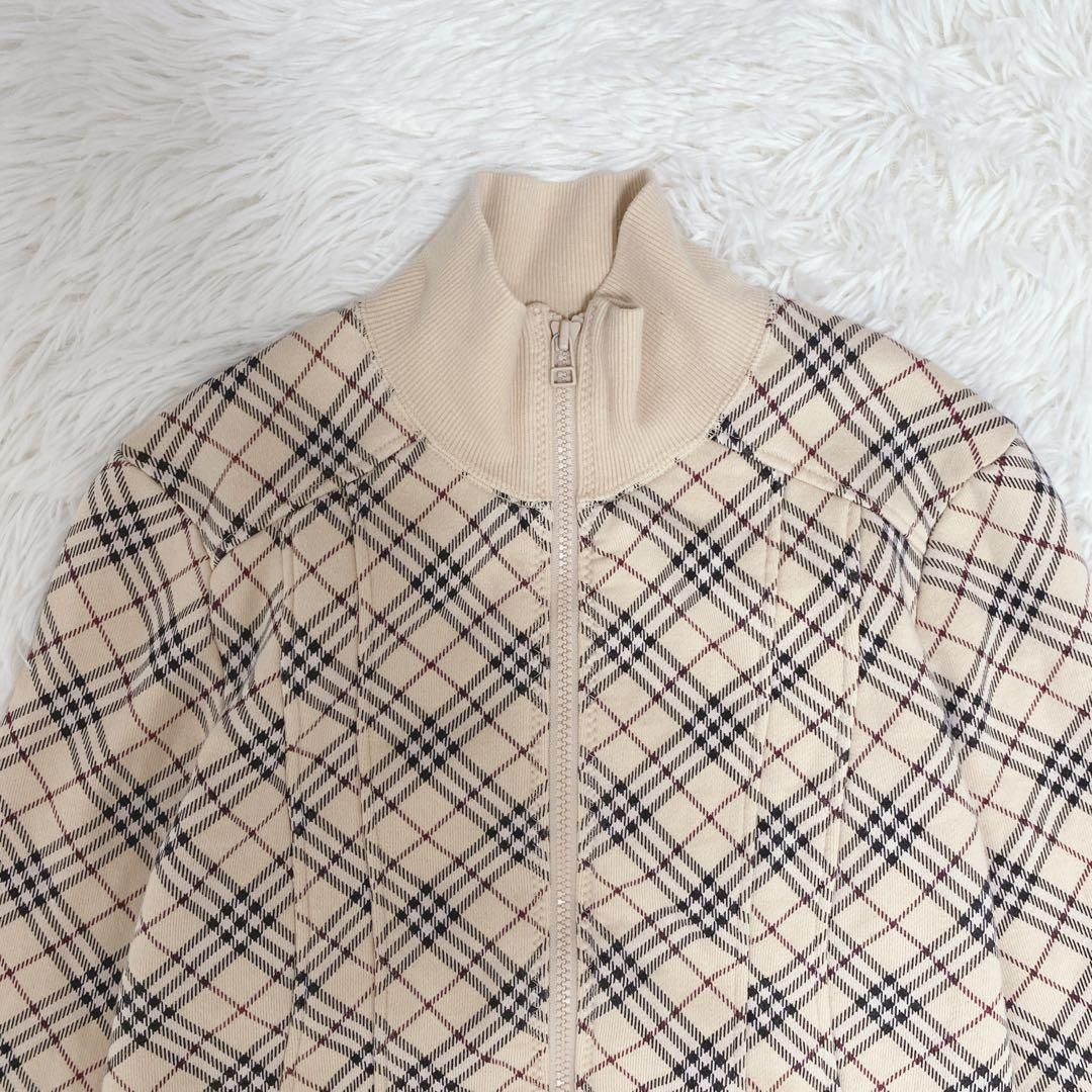 バーバリーブルーレーベル トラックジャケット ノバチェック コットン ベージュ