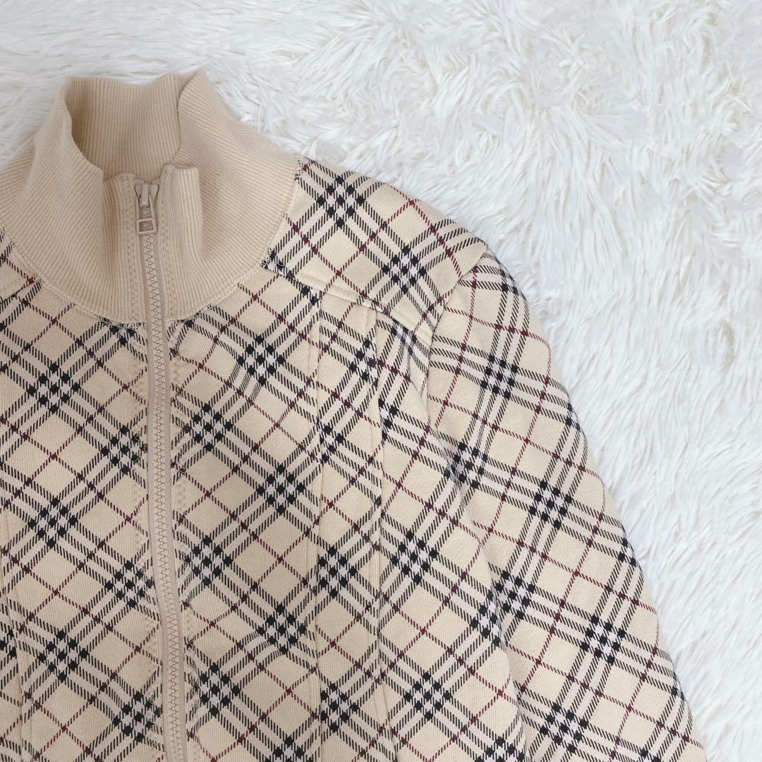 バーバリーブルーレーベル トラックジャケット ノバチェック コットン ベージュ