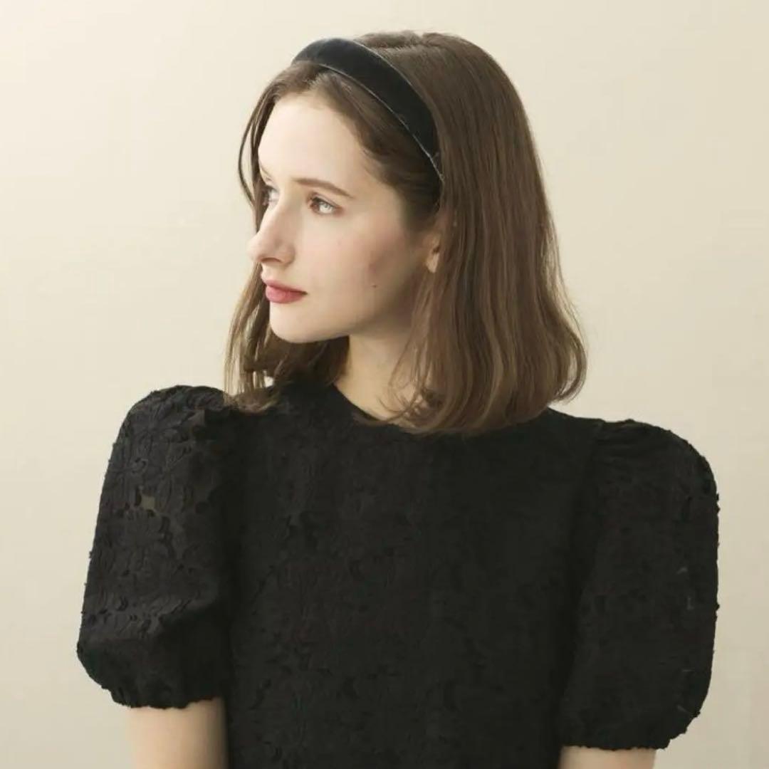 Alexandre de paris ベロアカチューシャ 2.5cm幅 グレー