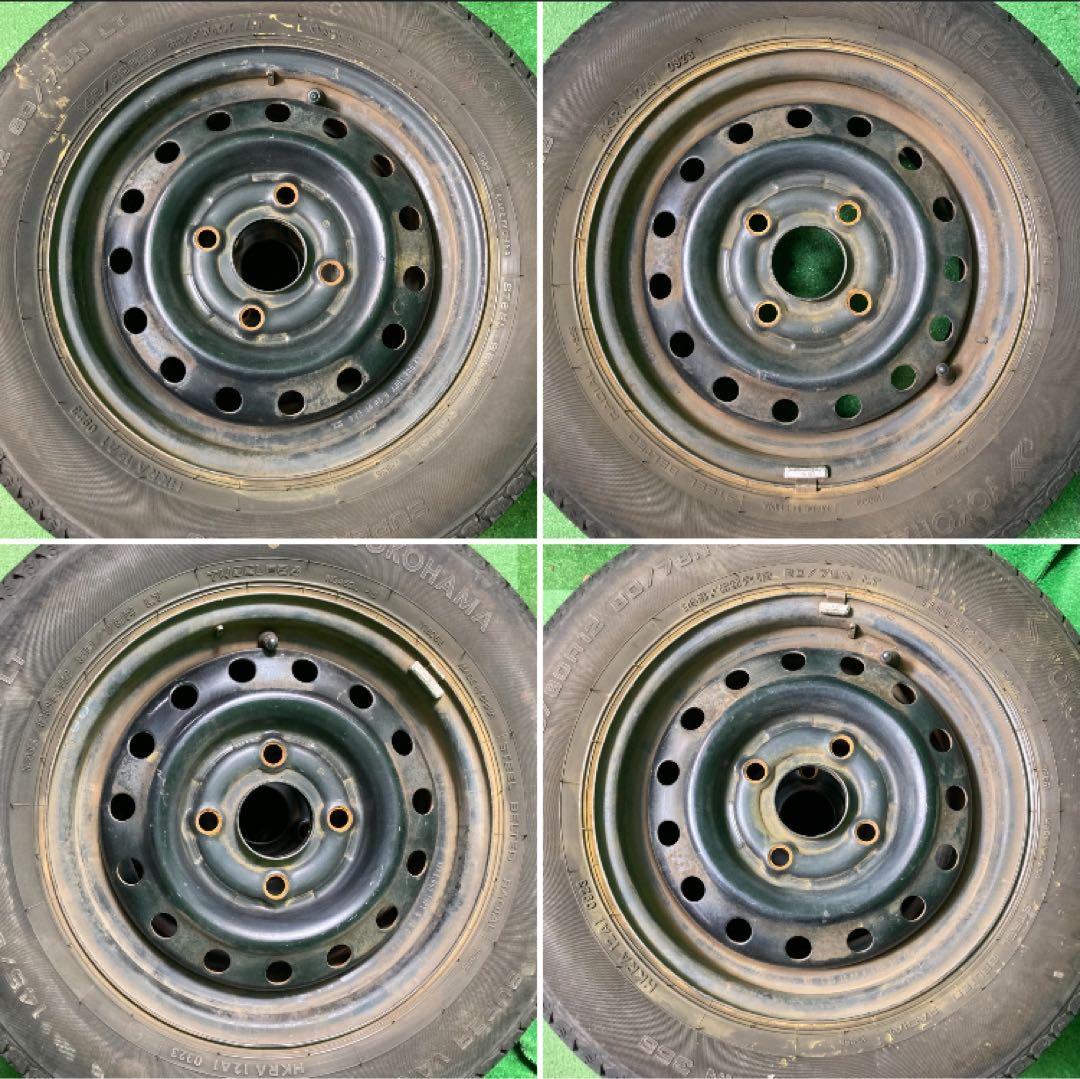 Yokohama 145/80R12 ノーマルタイヤ、鉄ホイール付き4本！