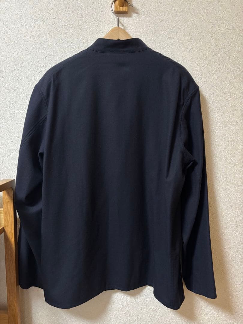 COMOLI ウールフラノスタンドカラージャケット　ネイビー