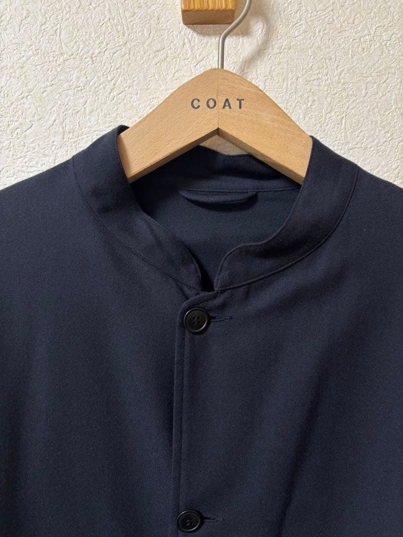 COMOLI ウールフラノスタンドカラージャケット　ネイビー