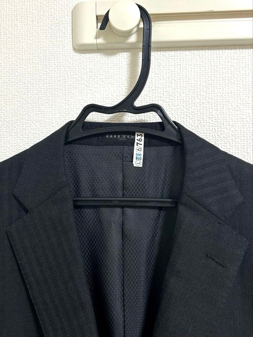HILTON スーツ　洋服の青山　ウール&カシミヤ 黒系　180 AB7
