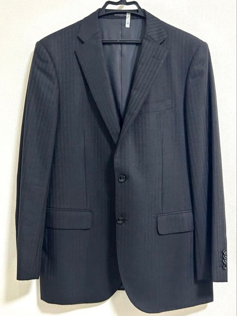 HILTON スーツ　洋服の青山　ウール&カシミヤ 黒系　180 AB7