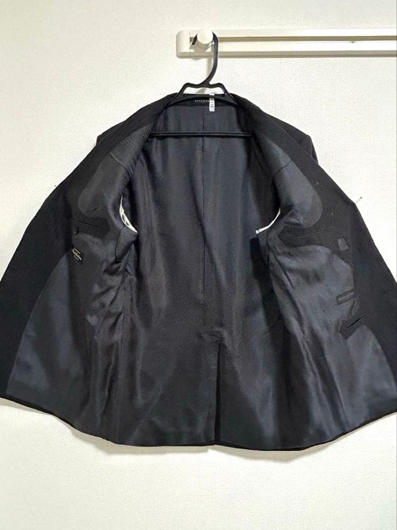 HILTON スーツ　洋服の青山　ウール&カシミヤ 黒系　180 AB7