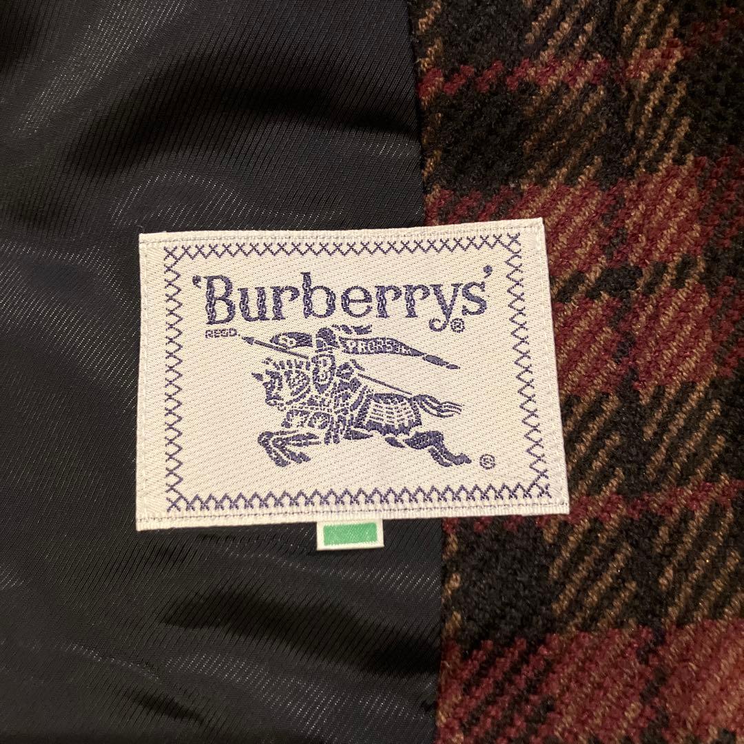 バーバリーズ　テーラードジャケット 赤黒　チェック　裏地あり　M