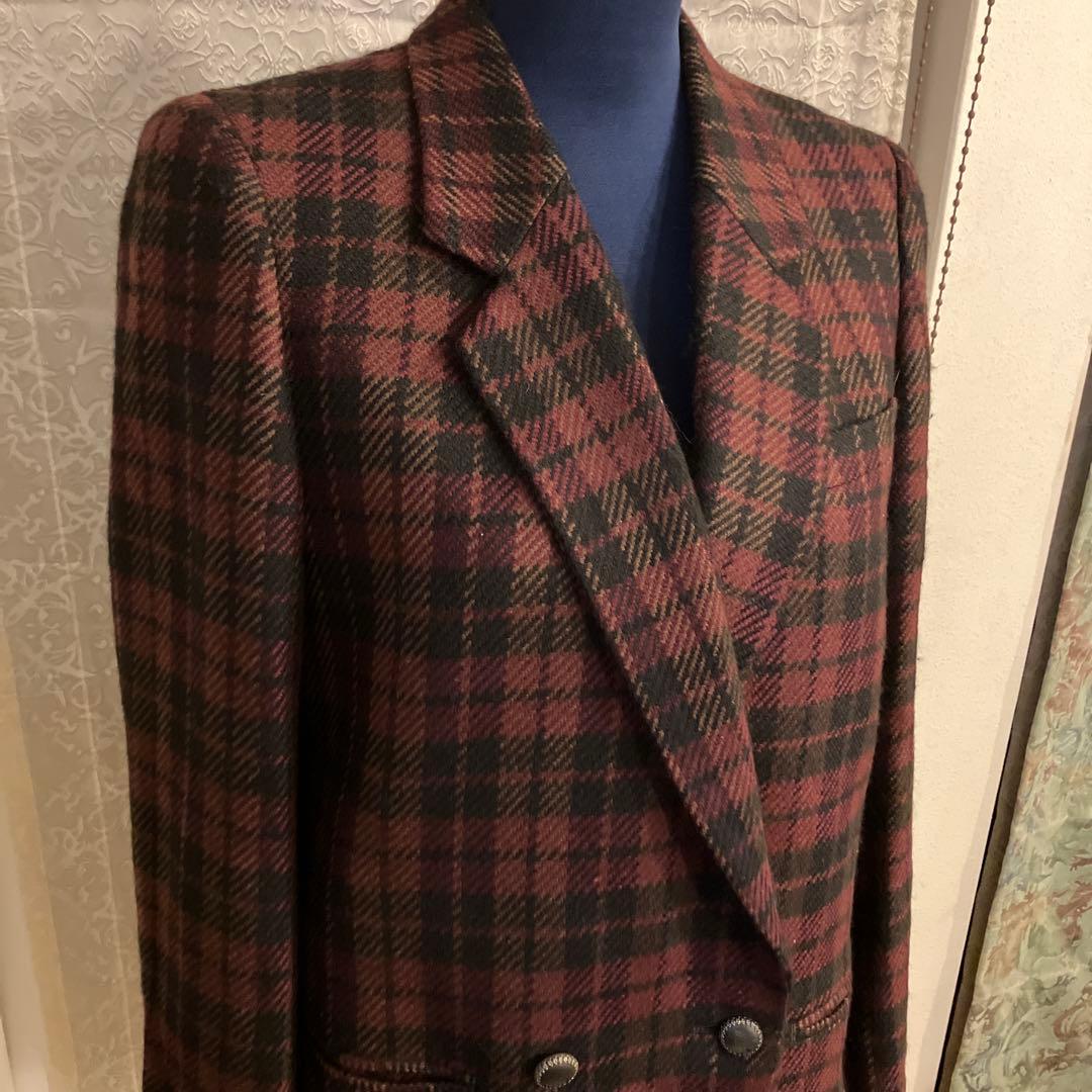 バーバリーズ　テーラードジャケット 赤黒　チェック　裏地あり　M