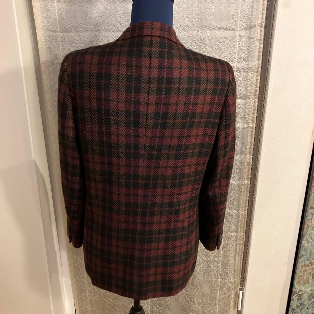 バーバリーズ　テーラードジャケット 赤黒　チェック　裏地あり　M